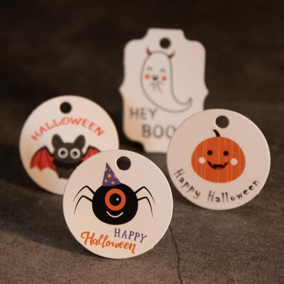 China Custom Printed Waterproof Pumpkin Ghost Cat Hangtag Halloween Hangtag for sale