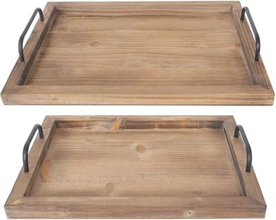 China Africa (set 2) Rustic Vintage Food Serving Platter | Interlocking wooden board with metal handles for sale