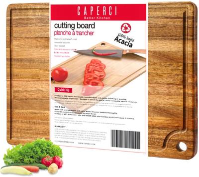 China Eco-friendly wooden cutting board for kitchen - upgrade chopper with Juice Groove and handle hole for meat, vegetable and cheese for sale