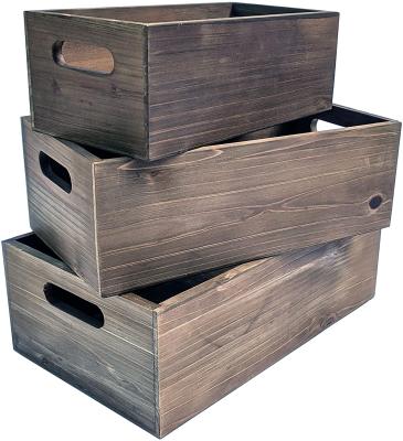 China Sustainable Nesting Wooden Storage Crates - Set of 3 - Decorative Craft Crates for sale