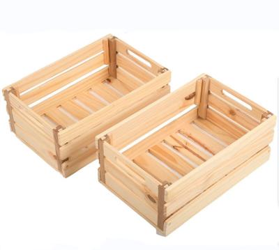 China Viable Portable Wooden Storage Wooden Crate Foldable Set of 2 Rustic Wooden Crates for Storage for sale