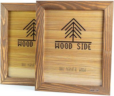 China Eco-Friendly Rustic Wooden Picture Frame Set Of 2 Real Glasses For Wall Mount And Table Photo Frames for sale