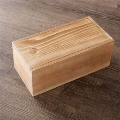 China Natural Material Rustic Wooden Box, Wooden Unfinished Storage Box With Sliding Lid Retro Desktop Storage Box for sale