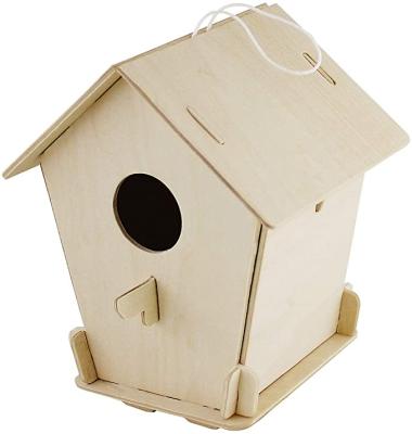 China Europe Puzzle Bird House DIY Assembly Wooden Model Making Kits Art Craft Wood Toys Painting for sale