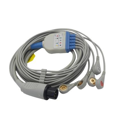 China 5 Leads Snap AHA Edan / Mindray / One Piece 5 Leads Around 6 Pin ECG Electrode Cable ECG Patient Cable Price for sale