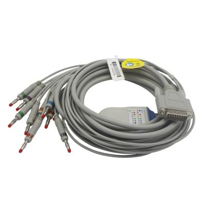 China Compatible MS1-106902 Edan SE-3/SE-12 PVC EKG Cable With 4.0 Banana Plug 10 Leads ecg cable for sale