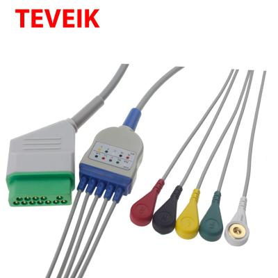 China TPU Teveik Factory Nihon Kohden One Piece 3 Leads ECG Cable With Clip For BSM-2300 Monitor for sale