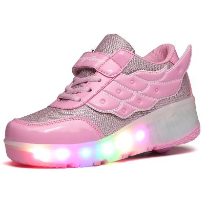 China Fashion\High Quality Comfortable\Durable\Breathable\Lighted PU Unisex Single Wheel RTS Kids Speed ​​Roller Skate Shoes Children 2019 Factory Wholesale Shoes Boys Girls for sale