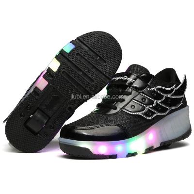 China Fashion\High Quality Comfortable\Durable\Breathable\Lighted PU Unisex Single Wheel RTS Kids Speed ​​Roller Skate Shoes Children 2019 Factory Wholesale Shoes Boys Girls for sale