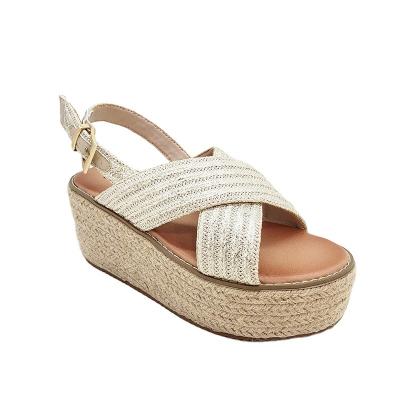 China OTHER ankle strap, cross-strap ankle-wrap heeled sandals women's sandals wedge shoes summer women's shoes for sale