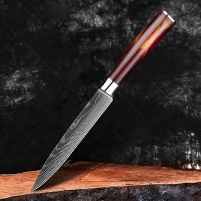 China Kitchen Viable Tool Japanese Damascus Pattern 5.2 Inch Chef Knife Sharp Santoku Cleaver Slicing Chef Serving Knives for sale