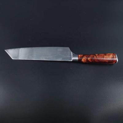 China 7cr17mov Handle Disposable Professional Handmade Chefs Epoxy Resin Damascus Steel Kitchen Chef Knife for sale