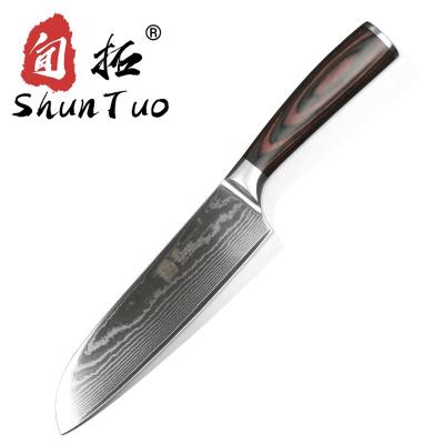 China Tuo Viable Gold Damascus Steel Kitchen Knife Damascus Chef Knife Sets 7 Inch Shuntuo Knife Kitchen Supplies Cutting Foods for sale