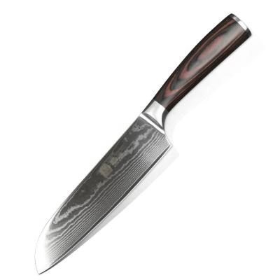 China 7 Inch Handle DAMASCUS Wooden Stainless Steel Santoku Japanese Chef Knife Viable for sale