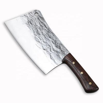 China Viable Hand Forged Cleaver Knife Bone Cutting Heavy Duty Carbon Steel Meat Butcher Knife Full Tang Chef Knife 8 Inch Tall for sale