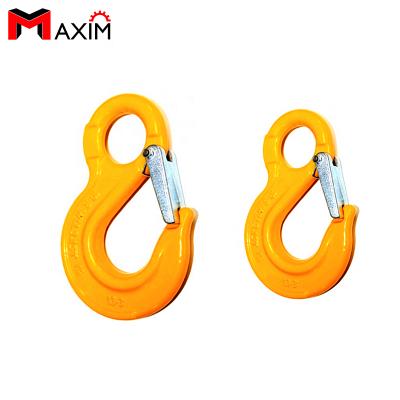 China Heavy Industry Heavy Duty Grade80 Eye Sling Lifting Hook With Latch for sale