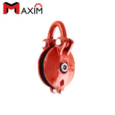 China 3ton 4inch Steel Red Powder Coated Yarding Block With Fixed Bail for sale