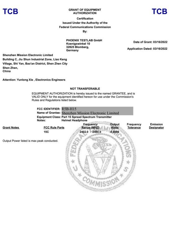 FCC - Shenzhen Mission Electronic Limited