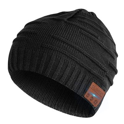 China 2021 Headband Top Fashion Warm Soft Winter Knitted Hat Fashionable Cap With Earphone BT Wireless Beanie Hat for sale