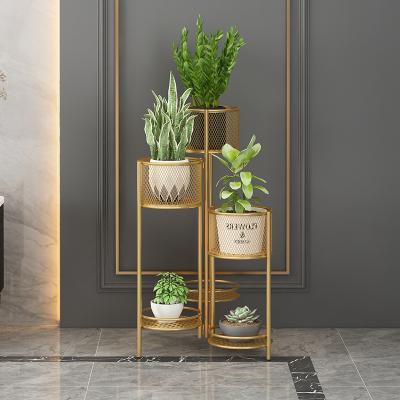 China New Cheap 2 3 Tall Large Bulk Metal Indoor Modern Gold Garden Row Modern Plant Pots Planters Stand Flower Plant Pots For Plants for sale