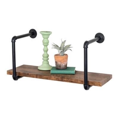 China Use for Wall Shelf Bracket Industrial Rustic Pipe Floating Shelves Iron Wall Mounted Retro Black Pipe Shelf for Home Decor or Storage for sale