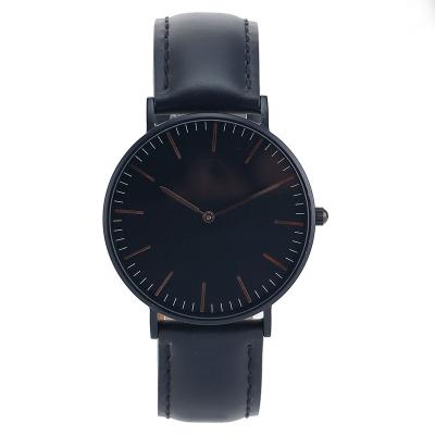 China Wholesale low price day/date genuine leather strap unisex minimalist watch for sale