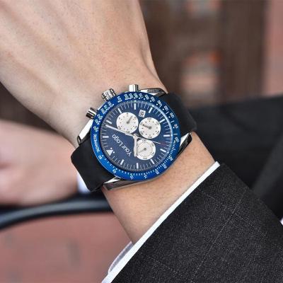 China Wholesale Custom Automatic Date Wrist Watch Men Leather Chronograph Luxury Watches for sale