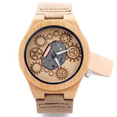 China 2018 Date Automatic Classic Bamboo Wooden Wristwatches Women's Quartz Leather Watch for sale