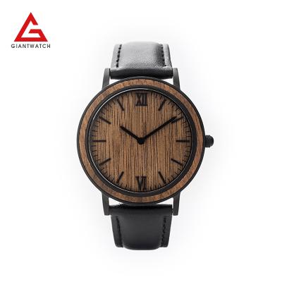 China 2017 Latest Arrival Minimalist Leather Wood Band Men Watch Water Resistant for sale