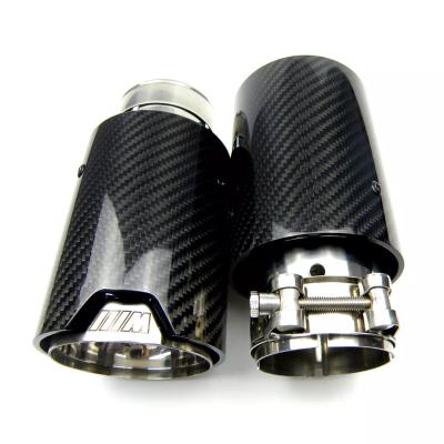 China High Quality Carbon Fiber +Stainless Steel Dual Outlet Exhaust Tip Tail Pipe Tips For BMW F30 F31 F22 F23 F32 F33 F36 F10 F12 M2 M3 M4 for sale