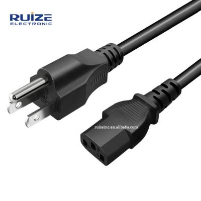 China Household AC 220V 10A C13 American 3 Prong NEMA5-15P US Plug Power Cord Extension Power Cord for sale