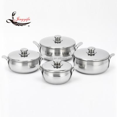 China Cheap Price Drum 3pcs Stainless Steel Pot Casserole Palm Restaurant Cookware Viable for sale