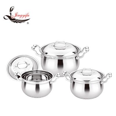 China Sustainable Hot Sale Kitchen Accessories Stainless Steel Cooking Pot Set Cookware With Metal Lid for sale