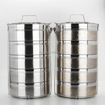 China High grade 4 stainless steel sustainable tier 5 tier tiffin lunch box with insulated thermos for sale