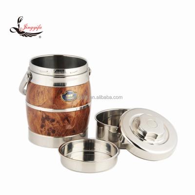 China 3 Layers Heatable 3.8L/5.0L/6.5L Color Stainless Steel Wooden Lunch Box Food Carrier for sale