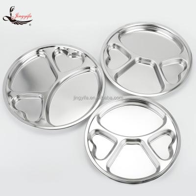 China Sustainable Stainless Steel Round Fast Food Tray With 4 Compartment for sale