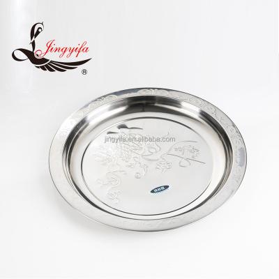 China Home Large Round Stainless Steel Fruit Barbecue Serving Tray for sale