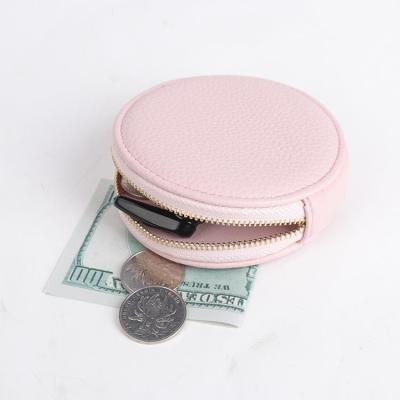 China Custom Made Small Round Coin Purse Key Chain Donut Coin Purse Leather Wallet Waterproof Handsome for sale