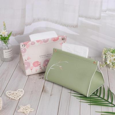 China Nordic Luxury Handmade Tissue Holder Tissue Box Hotel PU Tissue Paper Leather Leather Storage Box for sale