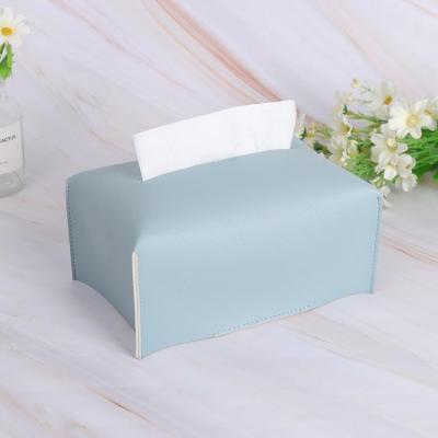 China Nordic Handmade Luxury Faux Leather Cover Cloth Container Tissue Holder Nordic Box for sale