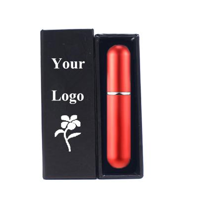 China 5ml Mini Travel Pocket Refillable Aluminum Atomizer Spray Glass Cosmetic Empty Perfume Bottle With Gift Box for sale