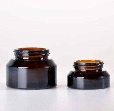 China Oblique Shoulder Cream Glass Container 15g Eye Cream Cosmetic Amber Cosmetic Jar Skin Care for sale