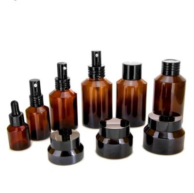 China Shoulder Lotion Cream Glass Spray Bottle Brown Essential Oil Cosmetic Slanted Underbottling for sale