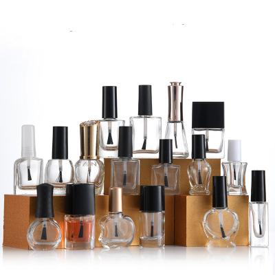 China Cosmetic Package Empty Clear Glass Nail Polish Bottle With Brush 15ml UV Gel Nail Polish Bottle for sale