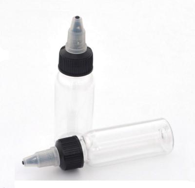 China 2oz Liquid Plastic PET Twisted Ink Dropper Bottle , 60ml Liquid Plastic Ink Bottle With Twist Cap for sale