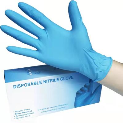 China Wholesale Price Nitrile 3mil/4mil Eco-friendly Nitrile Safety Gloves Powder Free Blue Disposable Household Work for sale