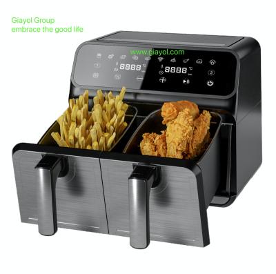 China Hot Selling Amazon Hotel Double Double Zone 7L 8L 9L 2400W Stainless Steel Digital Air Fryer for sale