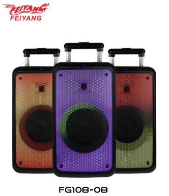 China Video Call Big Bass Portable Karaoke Speaker Wireless Party Box Speaker With LED Fire Lighting 8 Inch With Outdoor Cart for sale