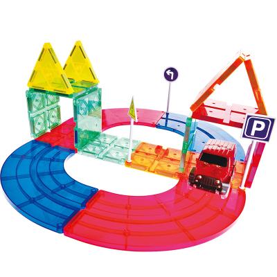 China Construction Toy DIY Play Race Track Set Educational Magnetic Building Block Kids Toys Race Car Track for sale