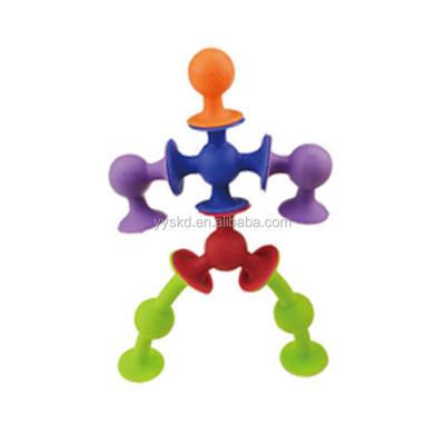 China Cartoon Toy DIY Children's Gift Suction Cup Building Silicone Sucker Squirter Toys for sale